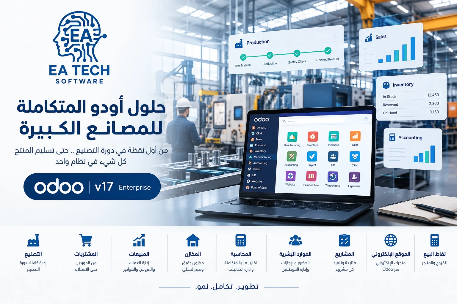 حلول أودو المتكاملة للمصانع الكبيرة