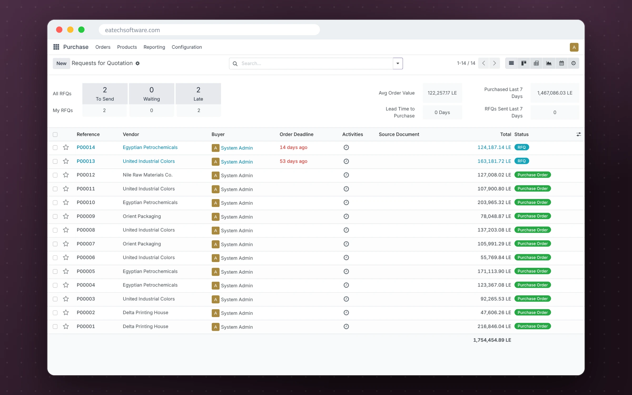 Odoo 17 Enterprise — Integrated ERP for a Large Factory — Purchase orders and vendor bills
