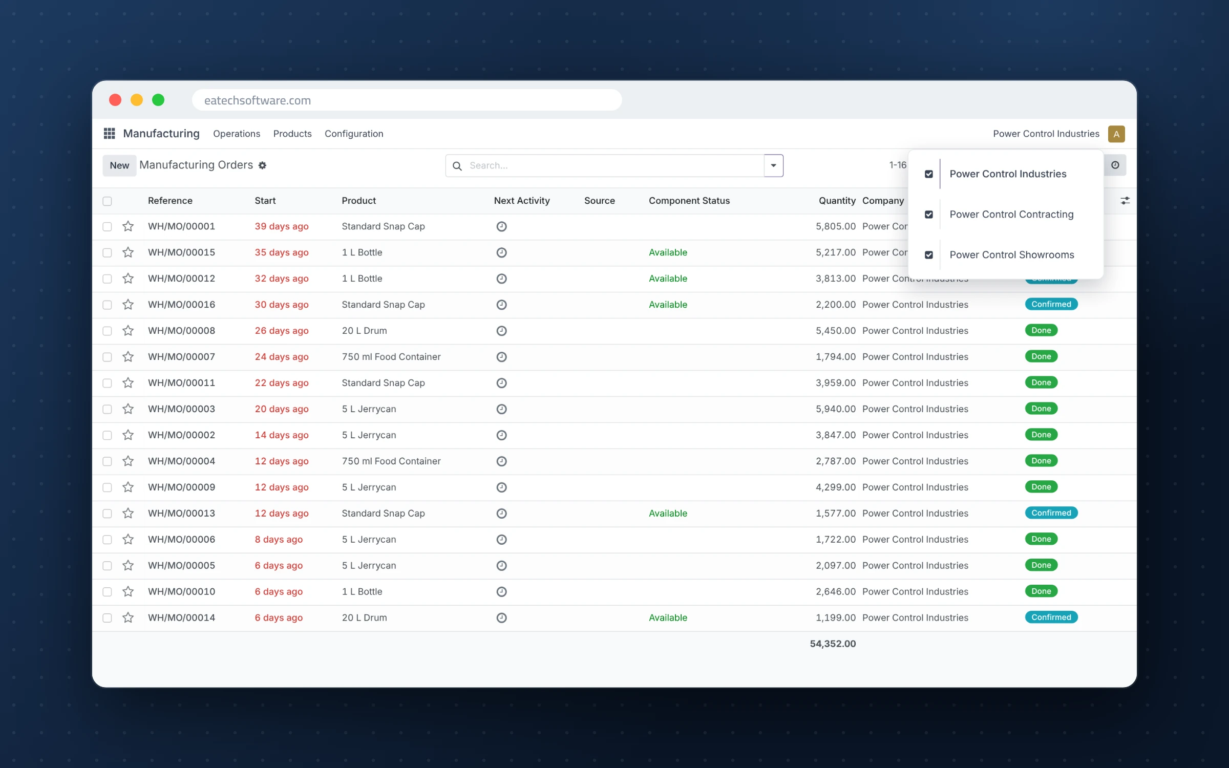 Power Control — Odoo Upgrade & Digital Transformation — One database, three companies — switch with one click
