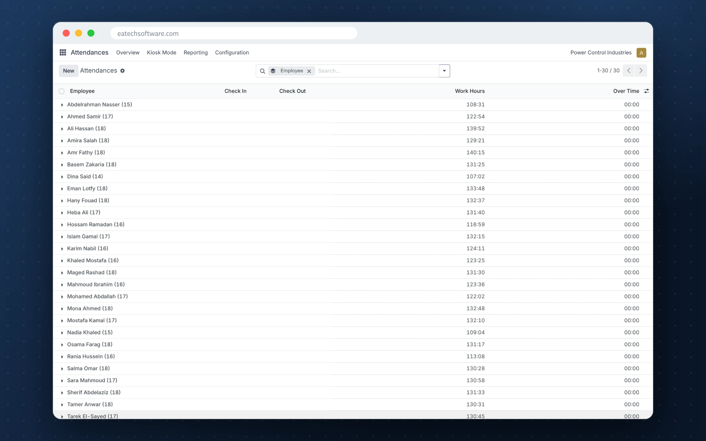 Power Control — Odoo Upgrade & Digital Transformation — Attendance and working hours