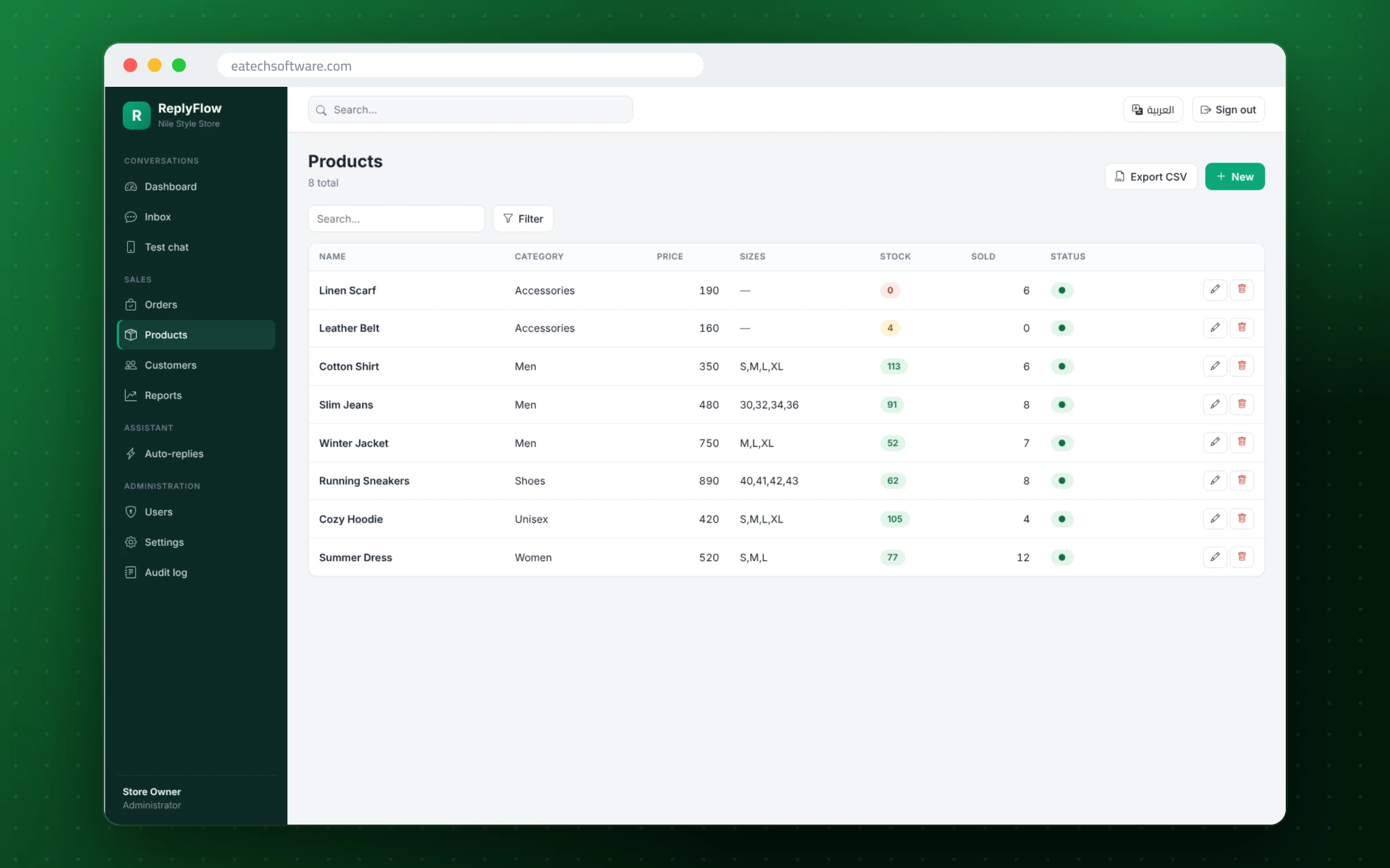 ReplyFlow — WhatsApp Sales Assistant — Product catalogue
