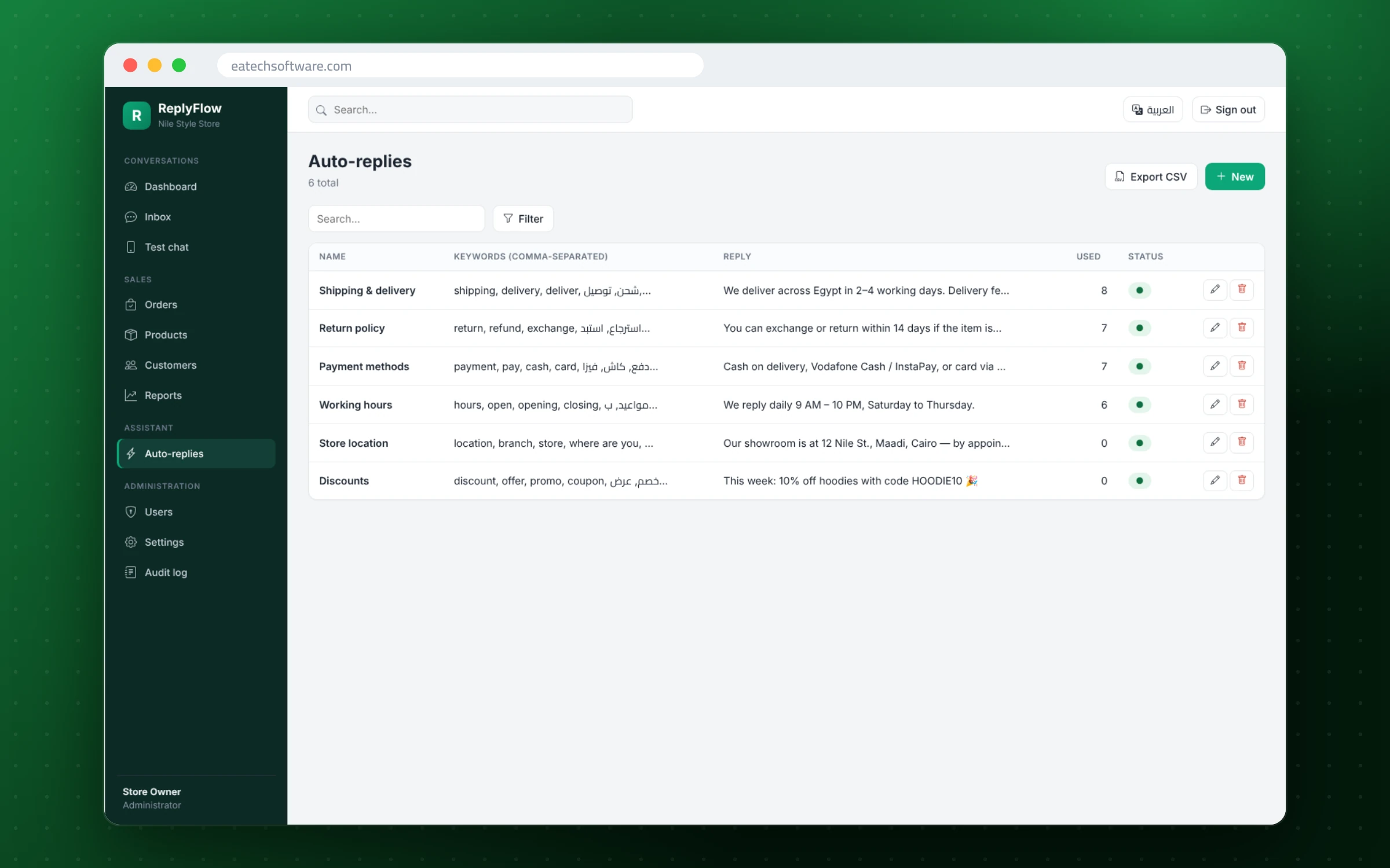 ReplyFlow — WhatsApp Sales Assistant — Auto-reply rules