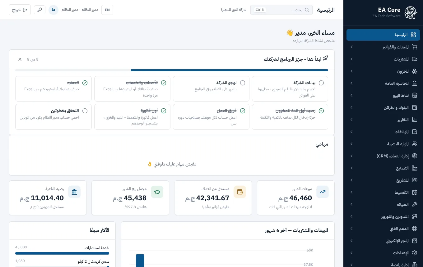 كل أرقام الشركة في شاشة واحدة